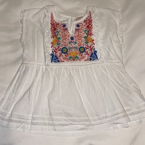 Pink Chicken white embroidered top size 7.